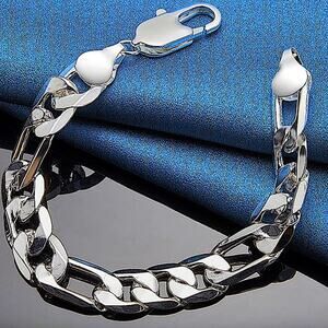 Sterling Silver Figaro 12mm Bracelet